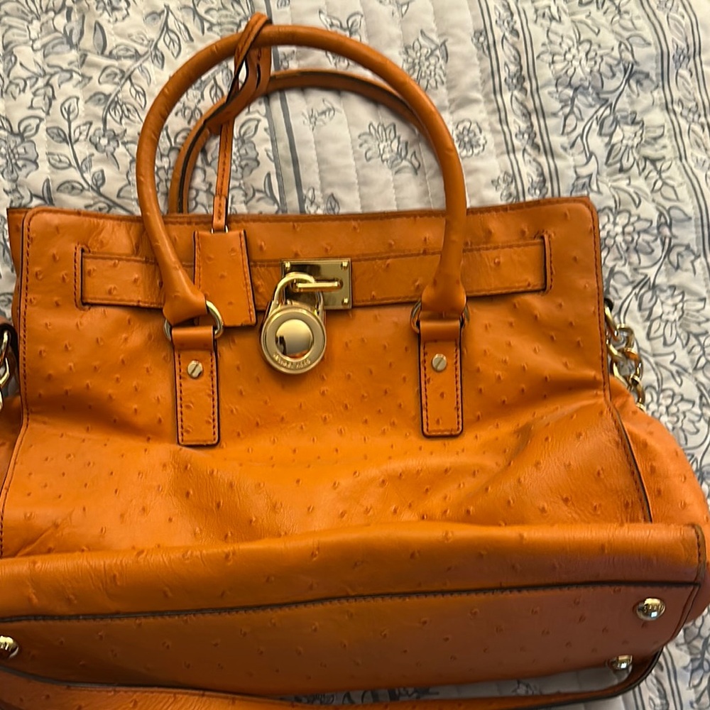 Michael Kors Orange Satchel with Gold Accents